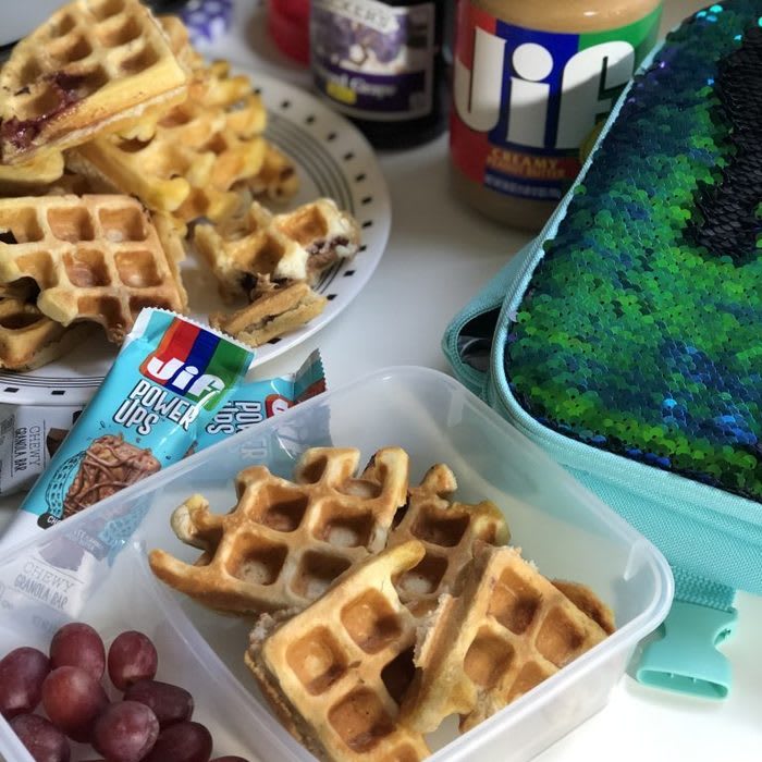 Peanut Butter and Jelly Stuffed Waffles