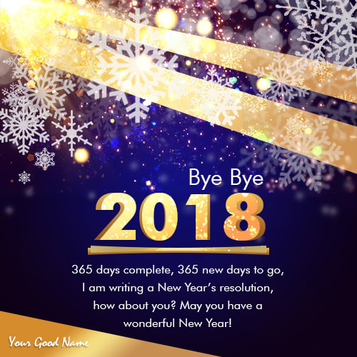 Good Bye 2018 Greeting Card Image With Name