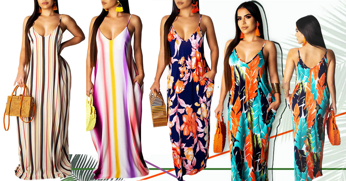 Sexy Floral Maxi Dresses For Plus Size Women