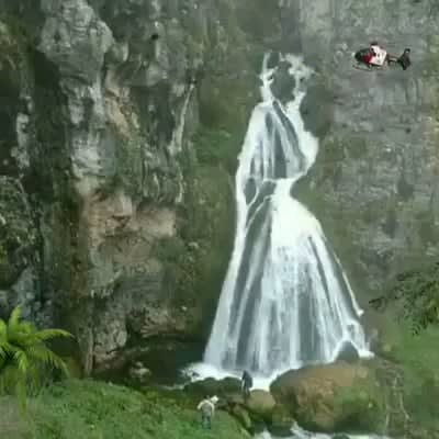 Lady in a dress waterfall