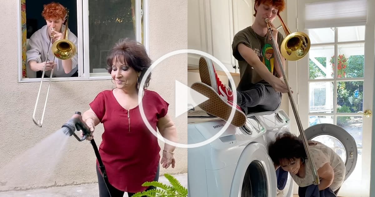 Musician Soundtracks His Mom’s Life by Adding Silly Trombone Tunes to Her Chores