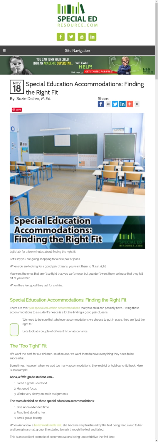 Special Education Accommodations: Finding the Right Fit | SpecialEdResource.com