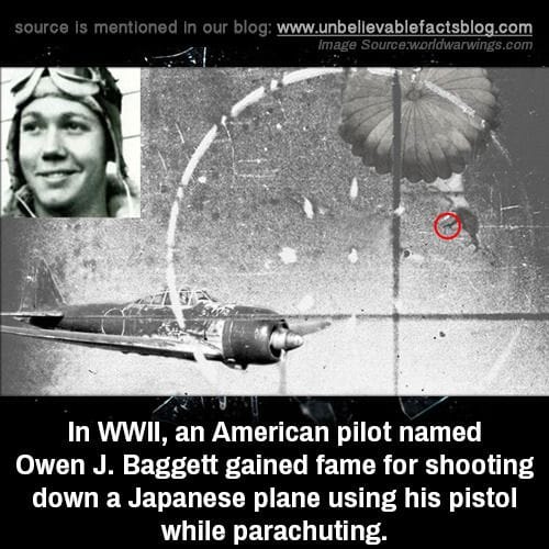 In WWII, an American pilot named Owen J. Baggett gained fame for ...