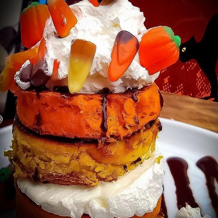 Easy and Delicious Halloween Candy Corn Protein Pancakes Recipe