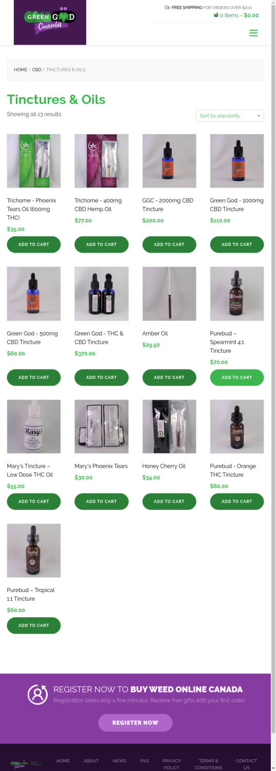 Buy CBD Tinctures & Oils Online in Canada from Online Dispensary Canada | Buy Weed Online Canada | GGC