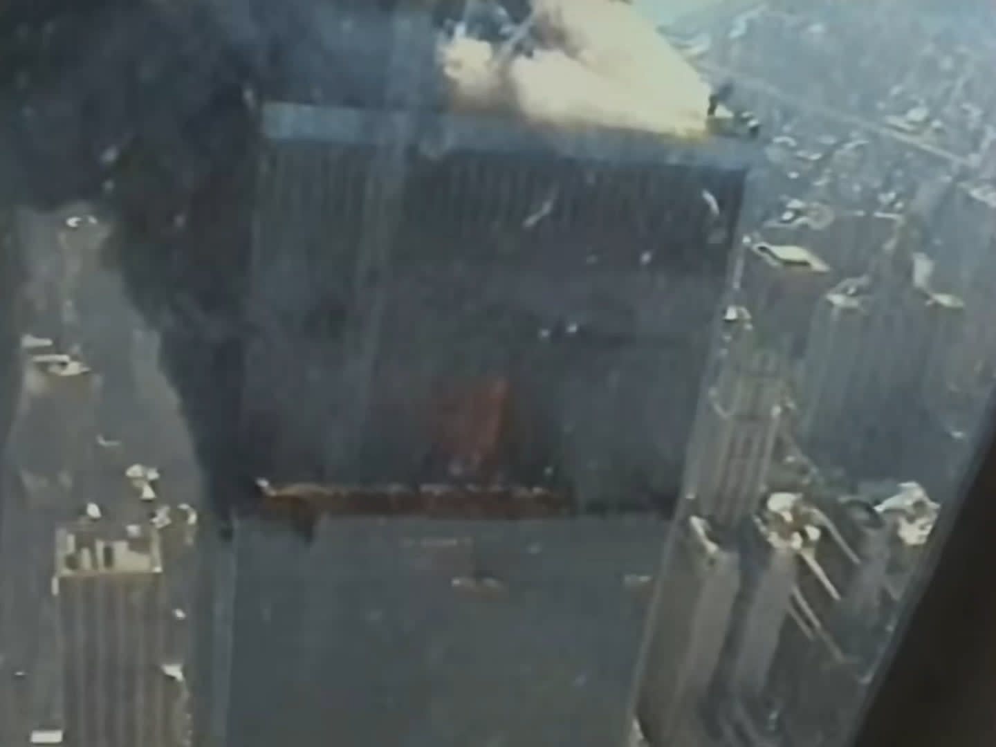 NYPD helicopter trying to find people to rescue on the roofs of WTC on September 11, 2001