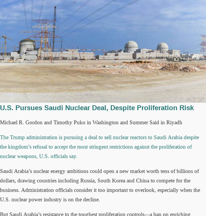 US Seeks to Nuclearize Saudi Arabia (Daniel 7)