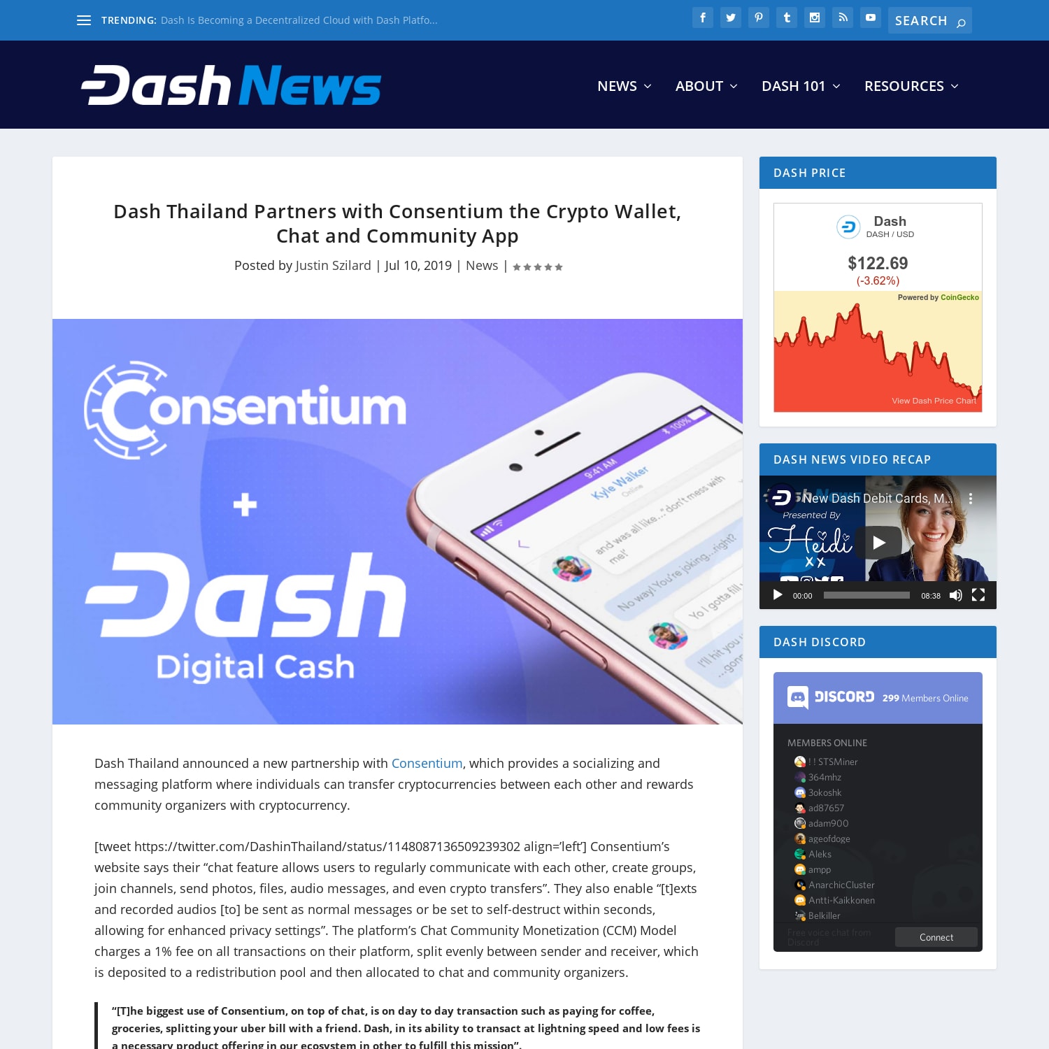 Dash Thailand Partners with Consentium the Crypto Wallet, Chat and Community App