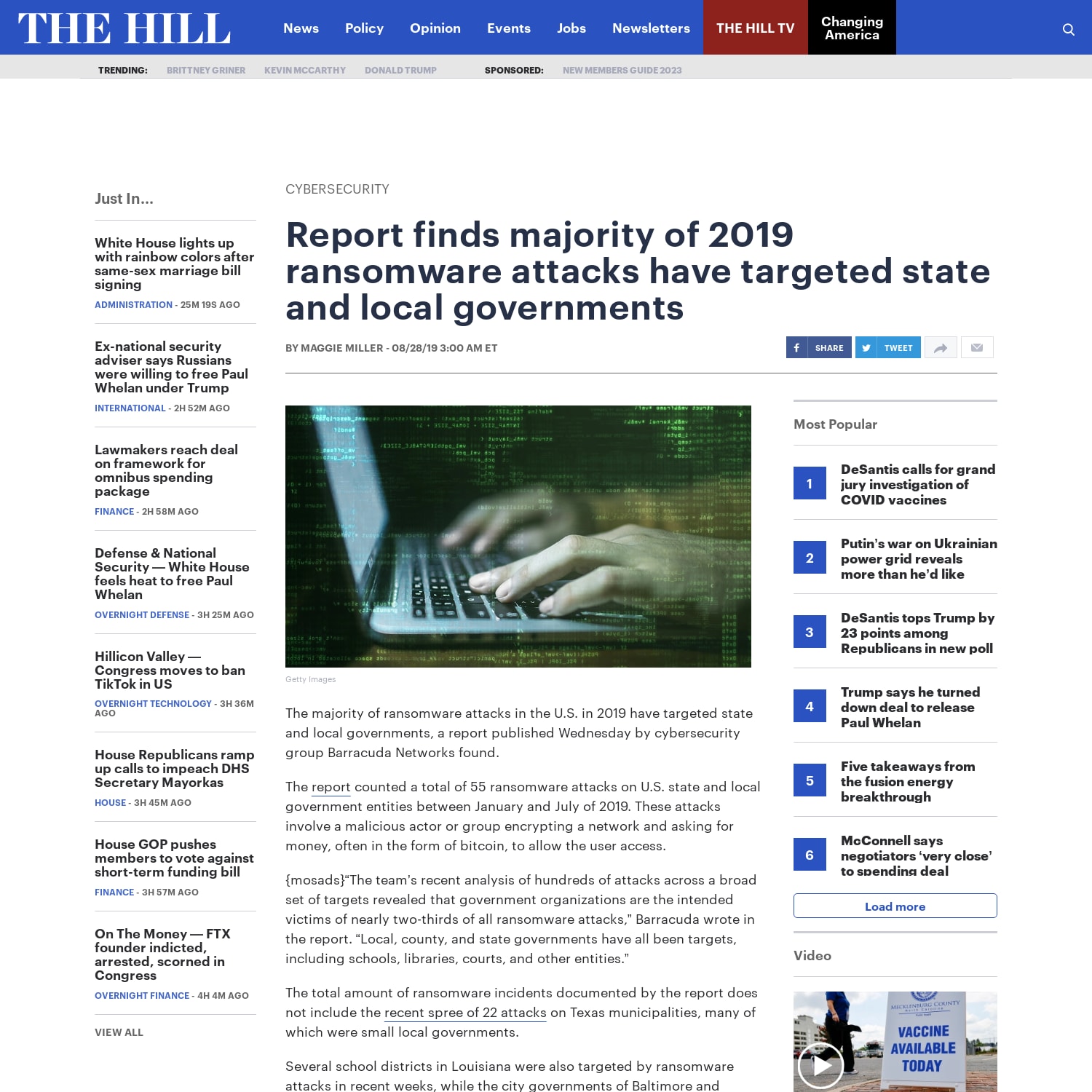 Report finds majority of 2019 ransomware attacks have targeted state and local governments