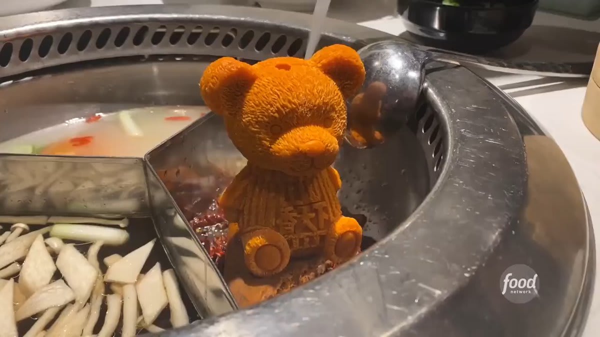 This teddy bear melts into the broth for the most-flavorful Chinese hot pot at Xiang Hot Pot in NYC!