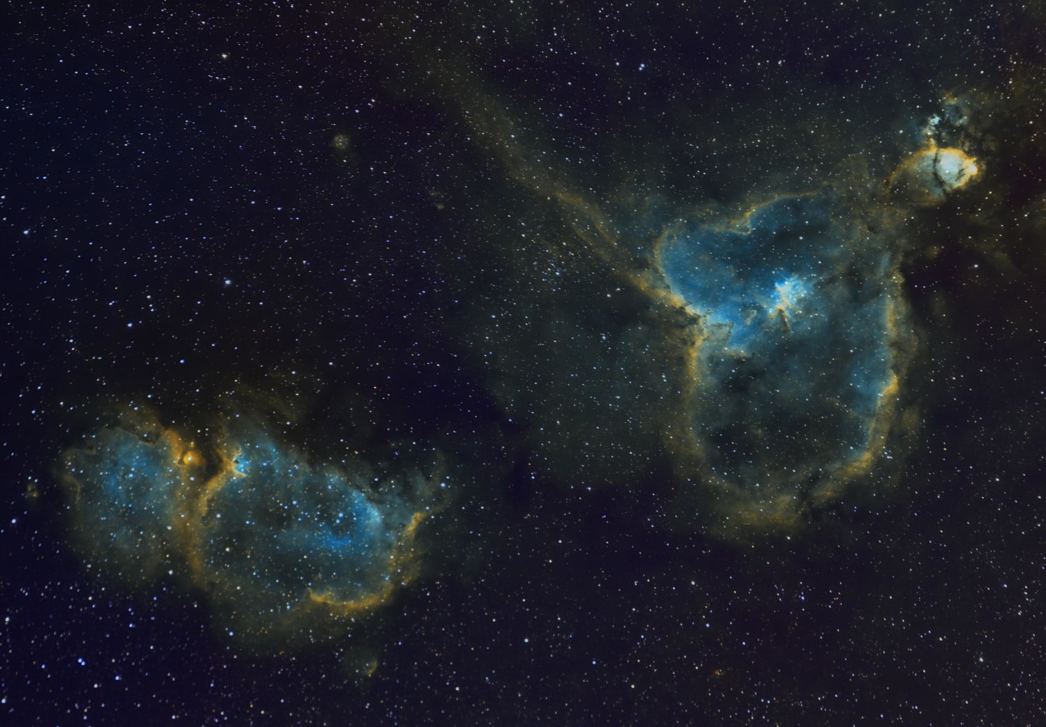 Heart and Soul Nebula in Hubble Pallet