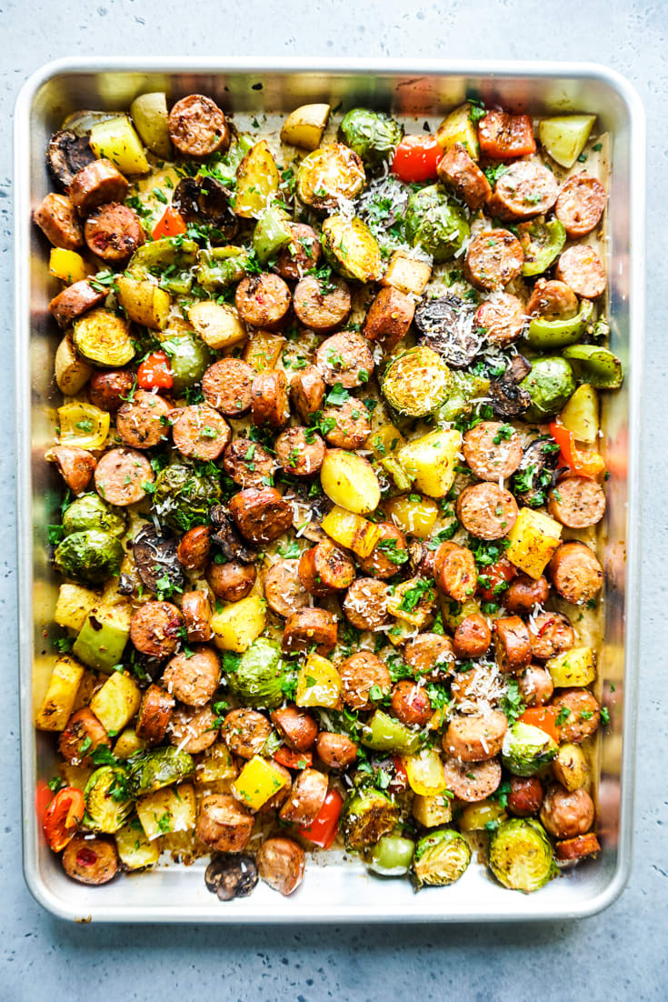 Quick and Easy Sheet Pan Sausage and Vegetables