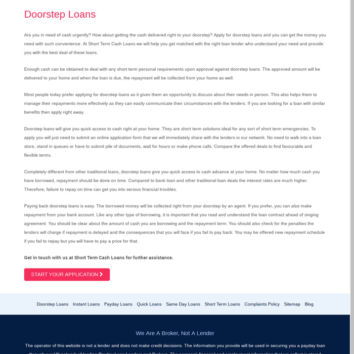 Doorstep Loans- Get Instant Cash Loans for Poor Credit At Your Door