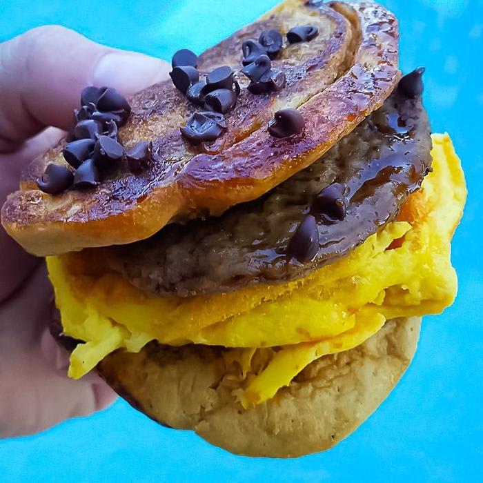 Healthy and Delicious, Protein Pancake Breakfast Sandwich