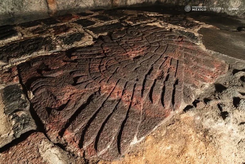 Stunning eagle sculpture uncovered at sacred Aztec temple in Mexico.