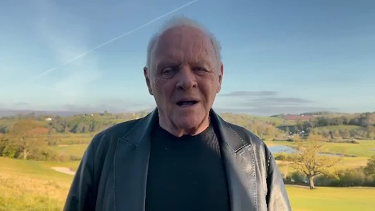 Anthony Hopkins' belated acceptance speech from Wales pays tribute to Chadwick Boseman