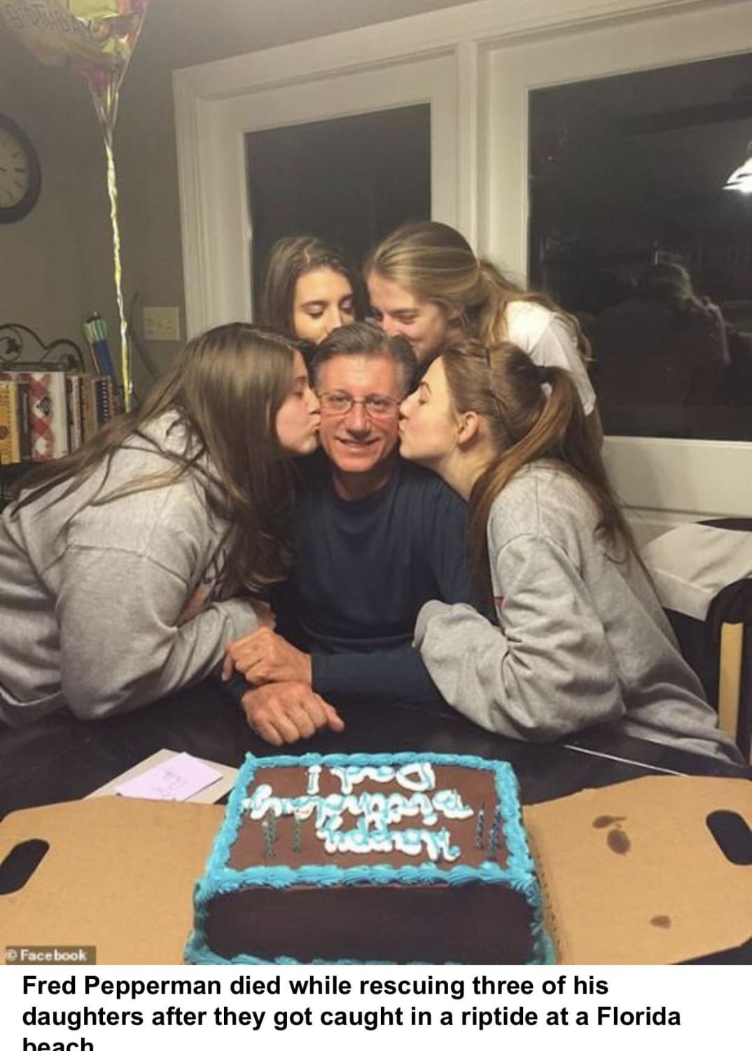Fred Pepperman died to save his three daughters, rescuing them from a ripe tide before drowning himself. His last words to them were “I got you”.