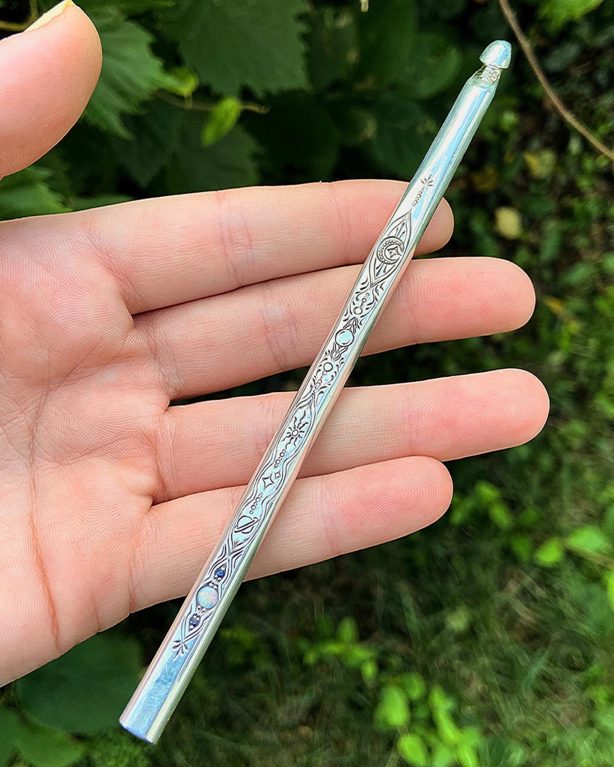 I got a request for a “celestial” themed hook. The witchy vibes are real!! sterling silver with all genuine Australian opal, sapphire, and a secret diamond