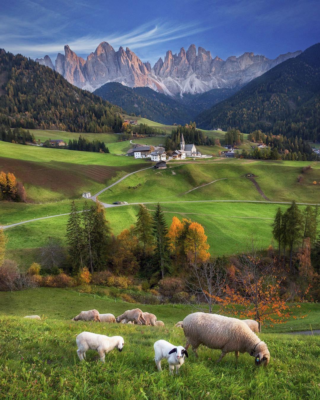 Country life in Val di Funes, South Tyrol, Italy