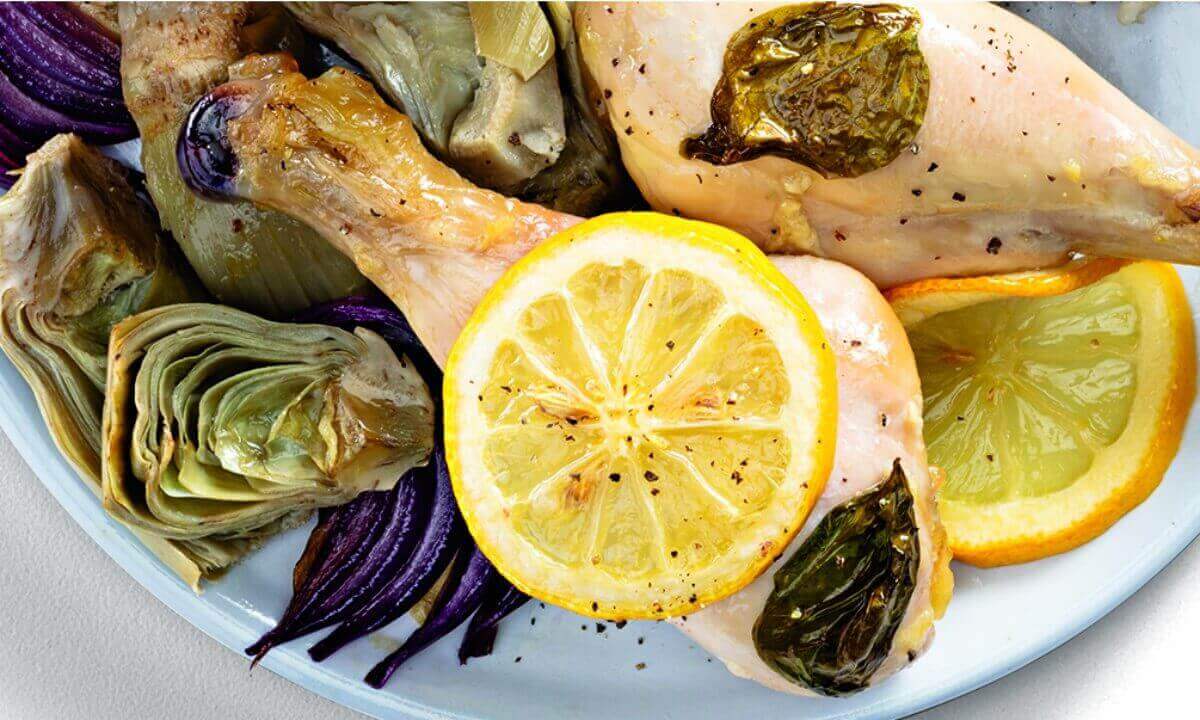 Sheet Pan Dinner Recipe: Chicken Drumsticks With Artichokes And Onions