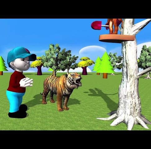 Tiger and monkey short story for kids ll 3D cartoon short stories for toddlers ll kids kingdom
