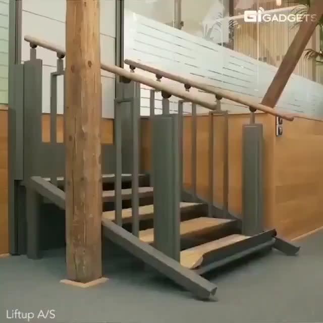 Stairs that turn into an elevator for people with wheelchairs