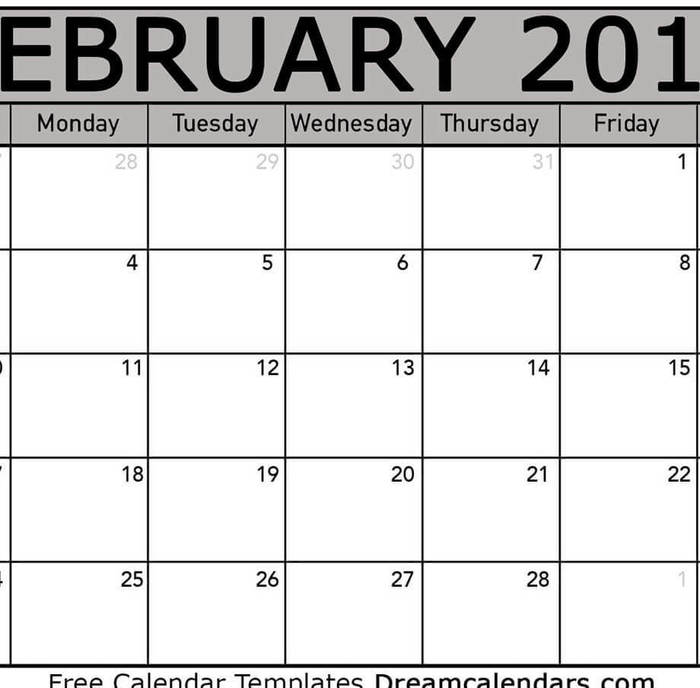 Printable February 2019 Calendar