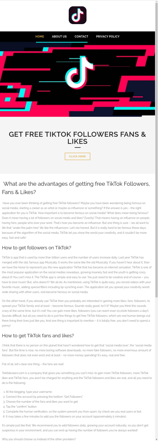 Get Free TikTok Followers , Fans & Likes