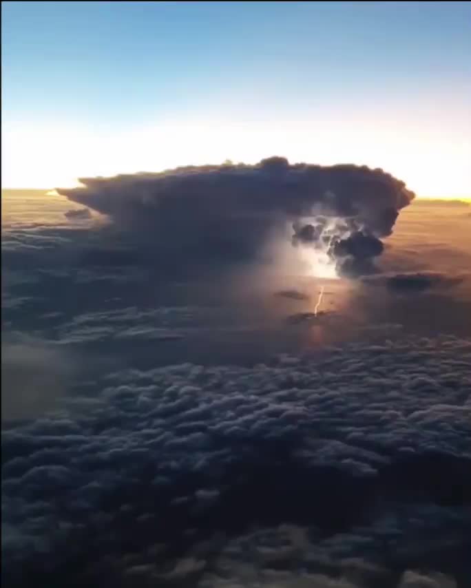 Thunderstorm seen from above. Pilots: How often do you see these kinds of weather displays?