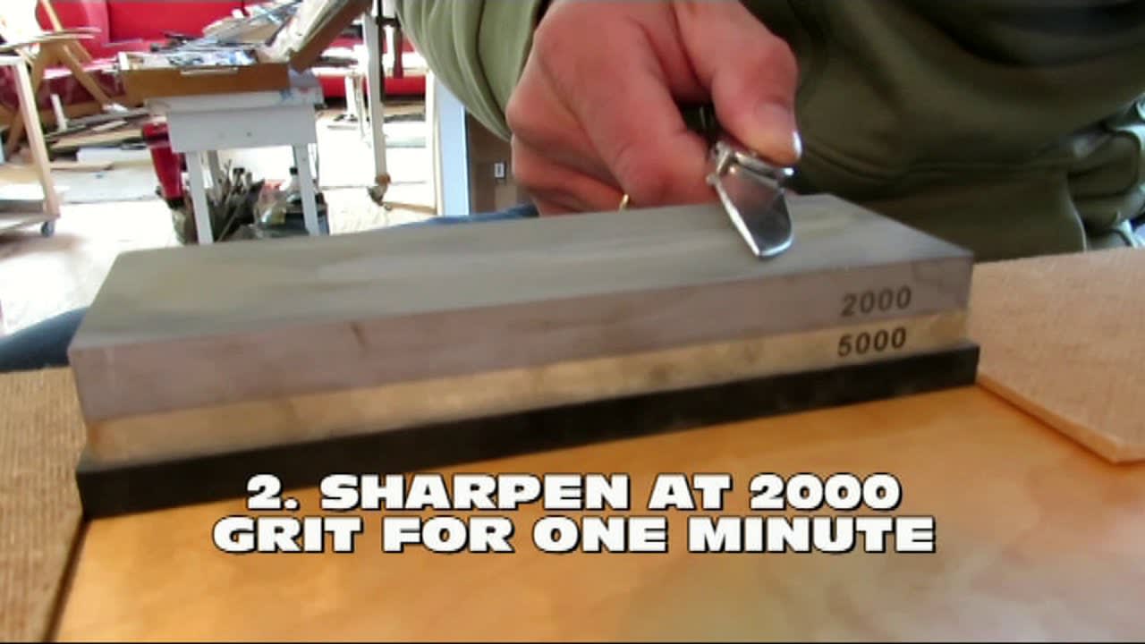 Sharpening knives with stones and cardboard [video]