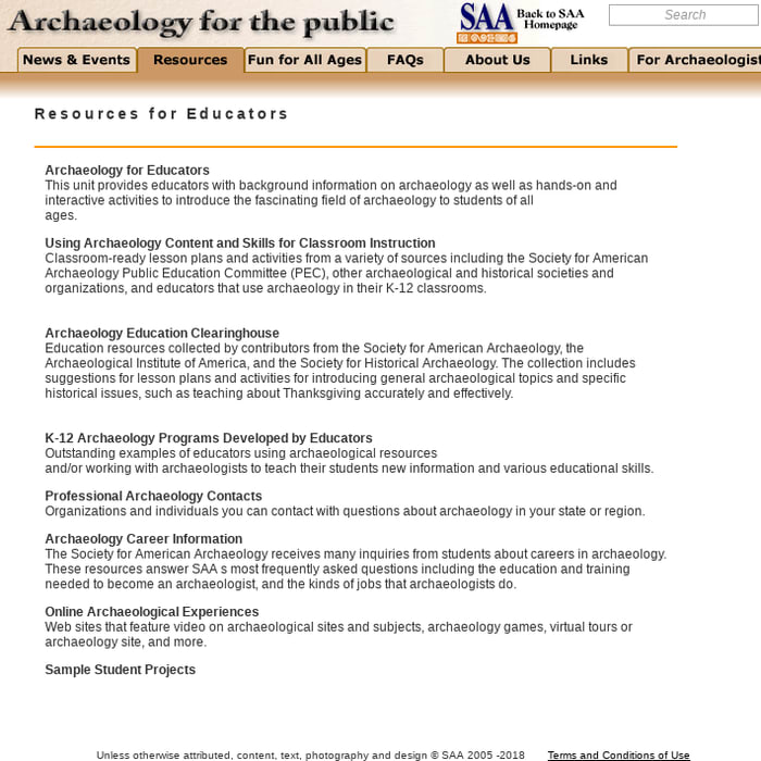 Resources for Educators - Archaeology Resources - SAA Archaeology for the Public