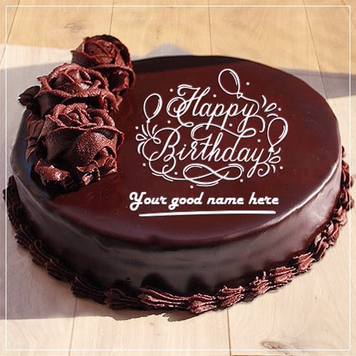 Write Name On Flower Chocolate Birthday Cake Image