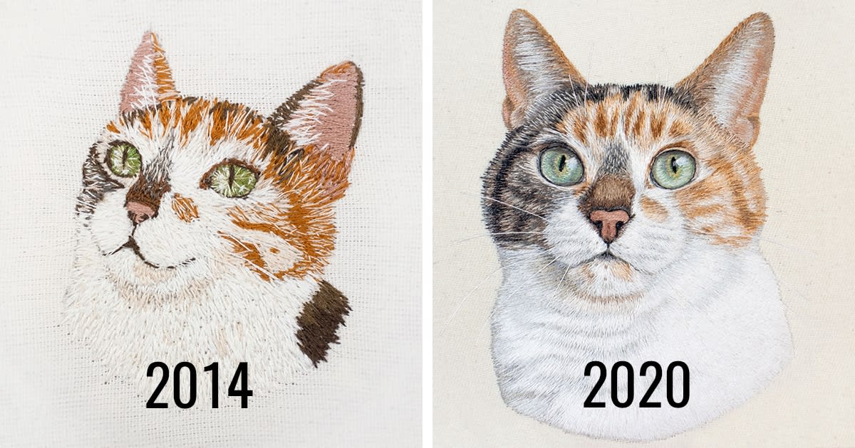 Embroiderer Reveals Amazing Artistic Growth in Side-by-Side Photos of Her Work Years Apart