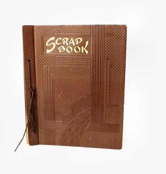 Deco scrap book faux leather, vintage brown scrapbook photo album unused, embossed cover