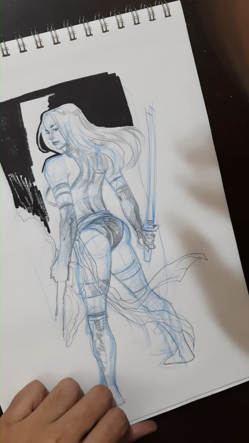 Drawing Psylocke for my daily warm-up sketch.
