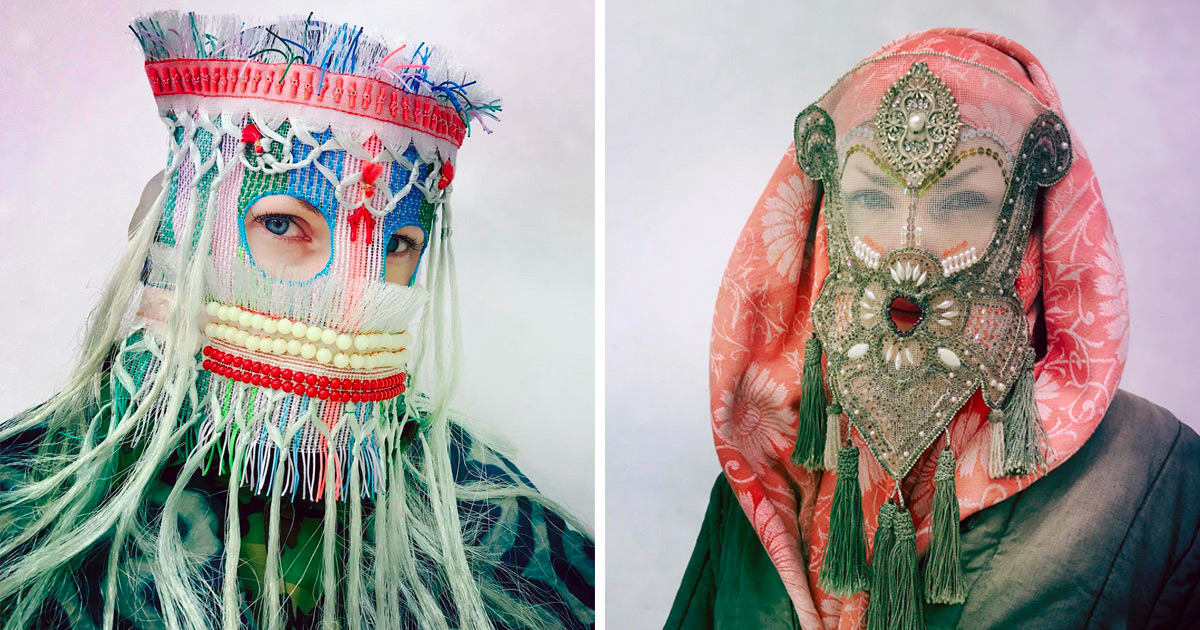 Vintage Clothing and Found Objects Compose Decorative Masks Designed by Magnhild Kennedy