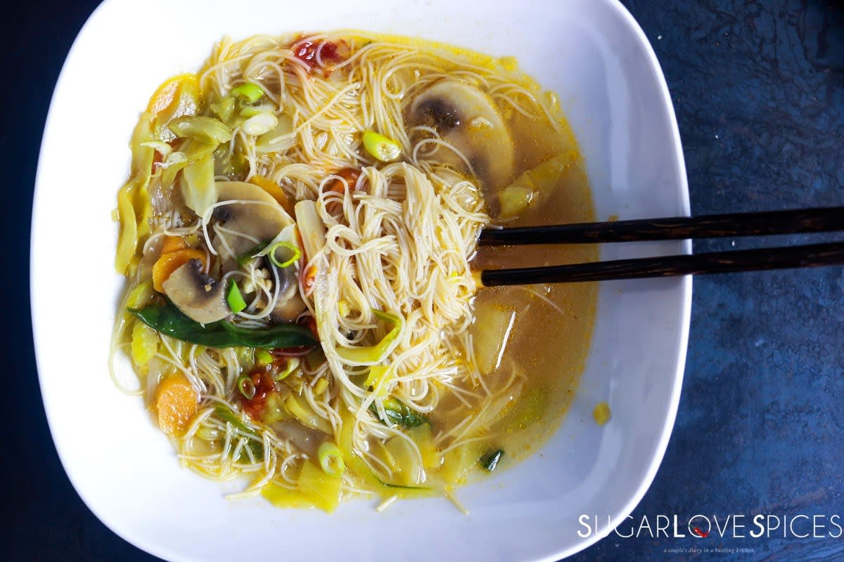 Asian inspired Brown Rice Vermicelli Noodle Soup