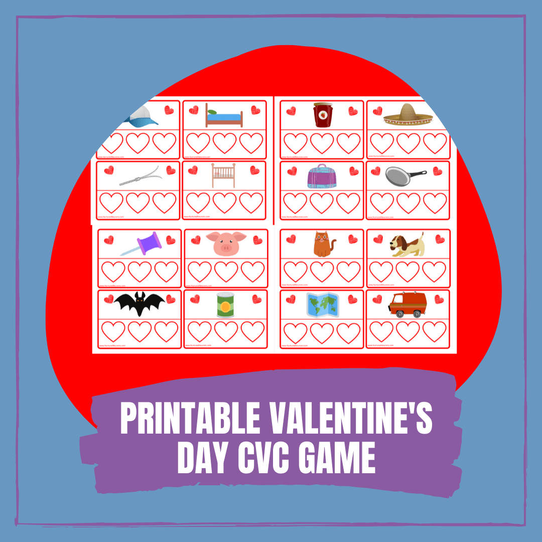Free Printable Valentine's Day CVC Words Game