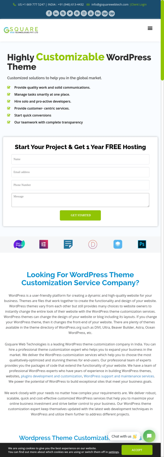 WordPress Theme Customization Service Company In INDIA