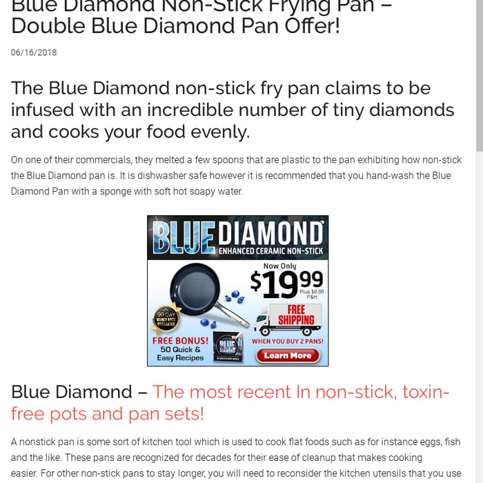 Blue Diamond Non-Stick Pan Infused with Diamonds Super Strong