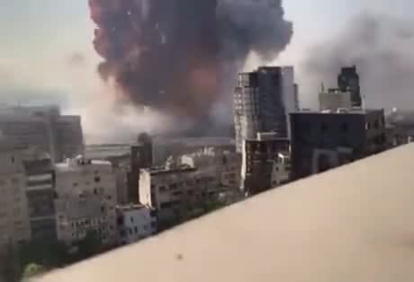 This angle of the explosion in Beirut shows the shockwave shattering all the glass from buildings