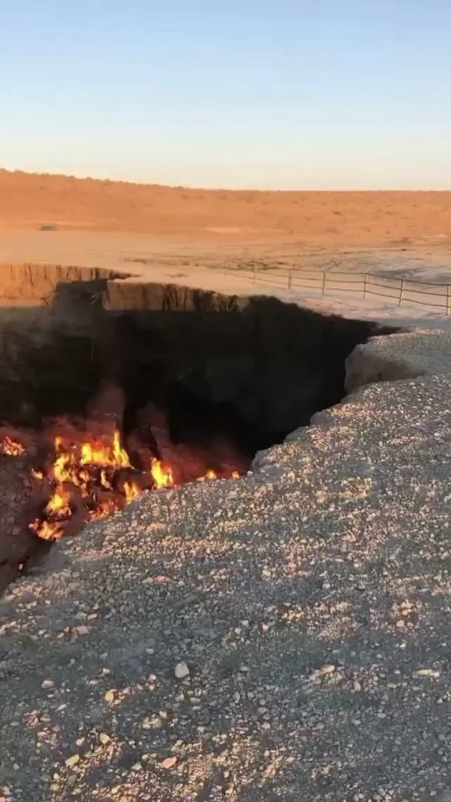 "Gate of Hell" This fire pit in Turkmenistan’s Karakum desert has been