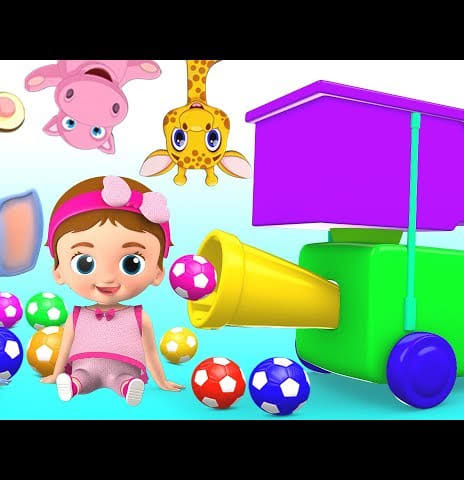 Learn Animals Names for Kids with Color Soccer Balls Little Baby and Elephant Badminton Game Play