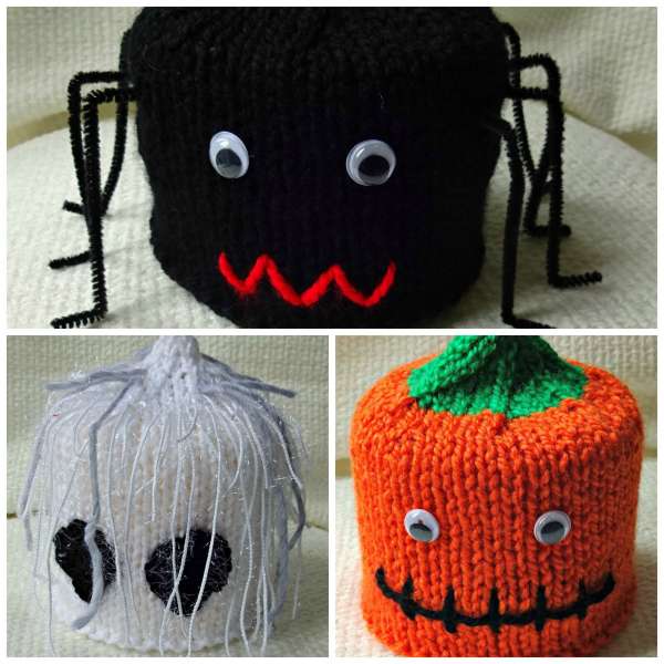 Halloween Knitting Pattern Easy Knit 3 Styles Spooky Toilet Roll Cover