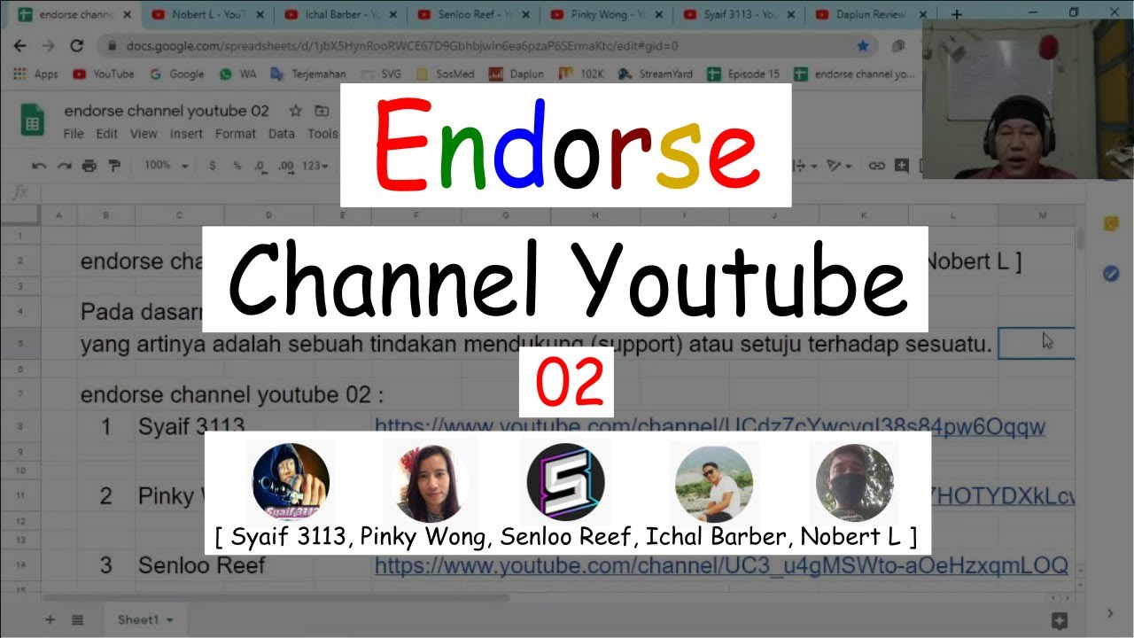 endorse channel youtube 02 [ Syaif 3113, Pinky Wong, Senloo Reef, Ichal Barber, Nobert L ]