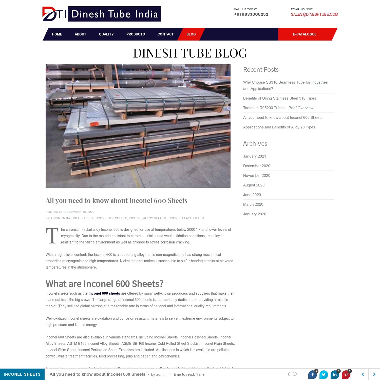 All you need to know about Inconel 600 Sheets - Dinesh Tube Blog