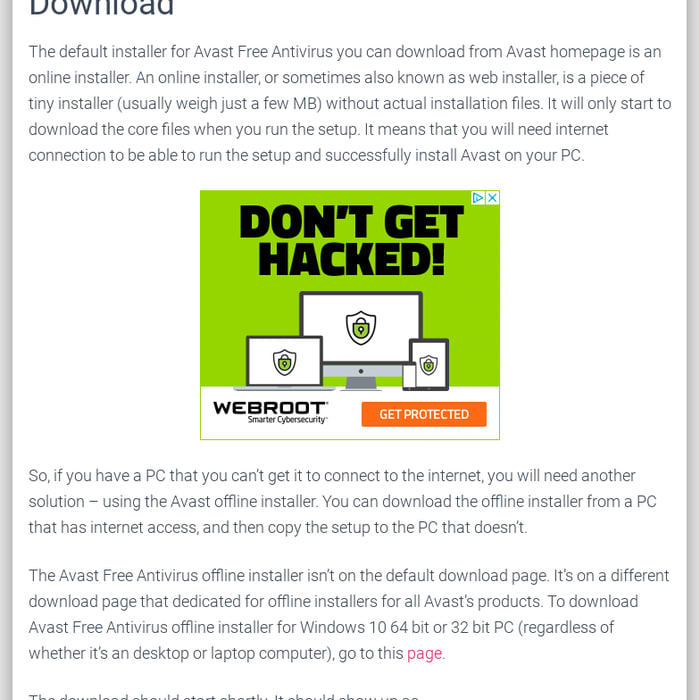 Avast Free Antivirus Offline Installer Download for Windows 10 PC