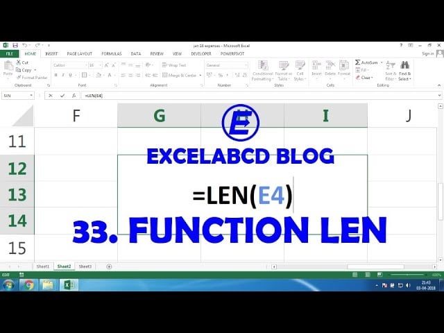 Function LEN in Excel