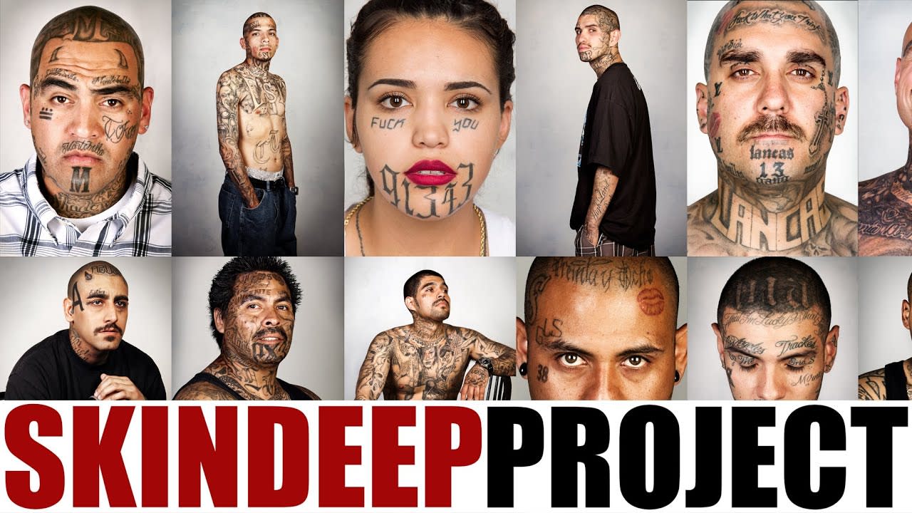 Compilation of gang members seeing themselves without tattoos