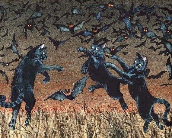 Pin by Daily Doses of Horror & Hallow on I ♡ Bats | Halloween art, Cat art, Horror art